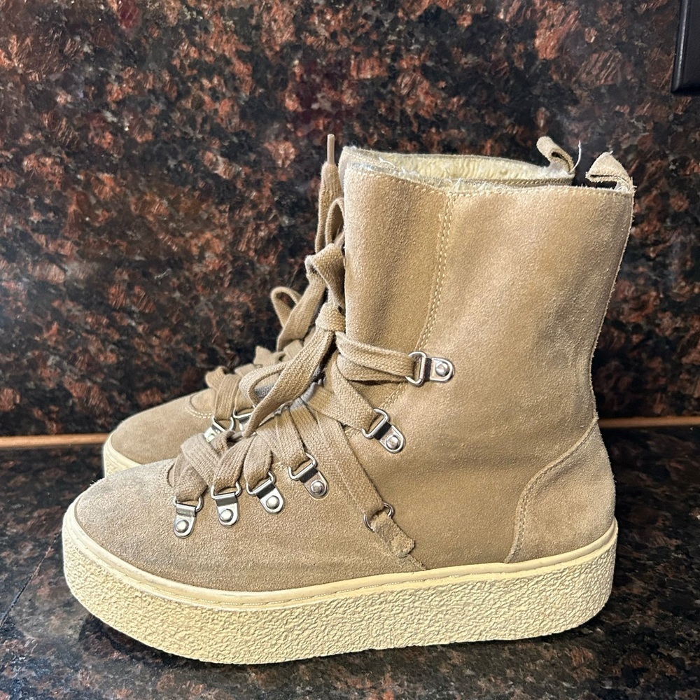 J/Slides Nyc J Slides Leather Faux Fur Lined Bolt… - image 1